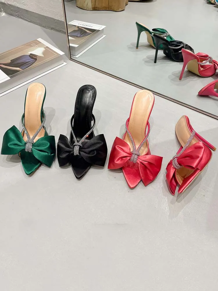 Amozae-Satin Diamante Bow-knot Sandals