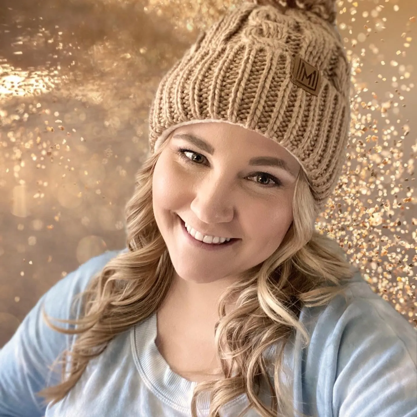 Camel Winter Cable Knit Beanie Hat with Fleece Lining