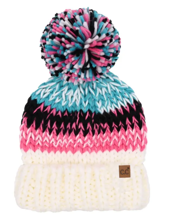 CC-Multi Color Chunky Yarn Beanie