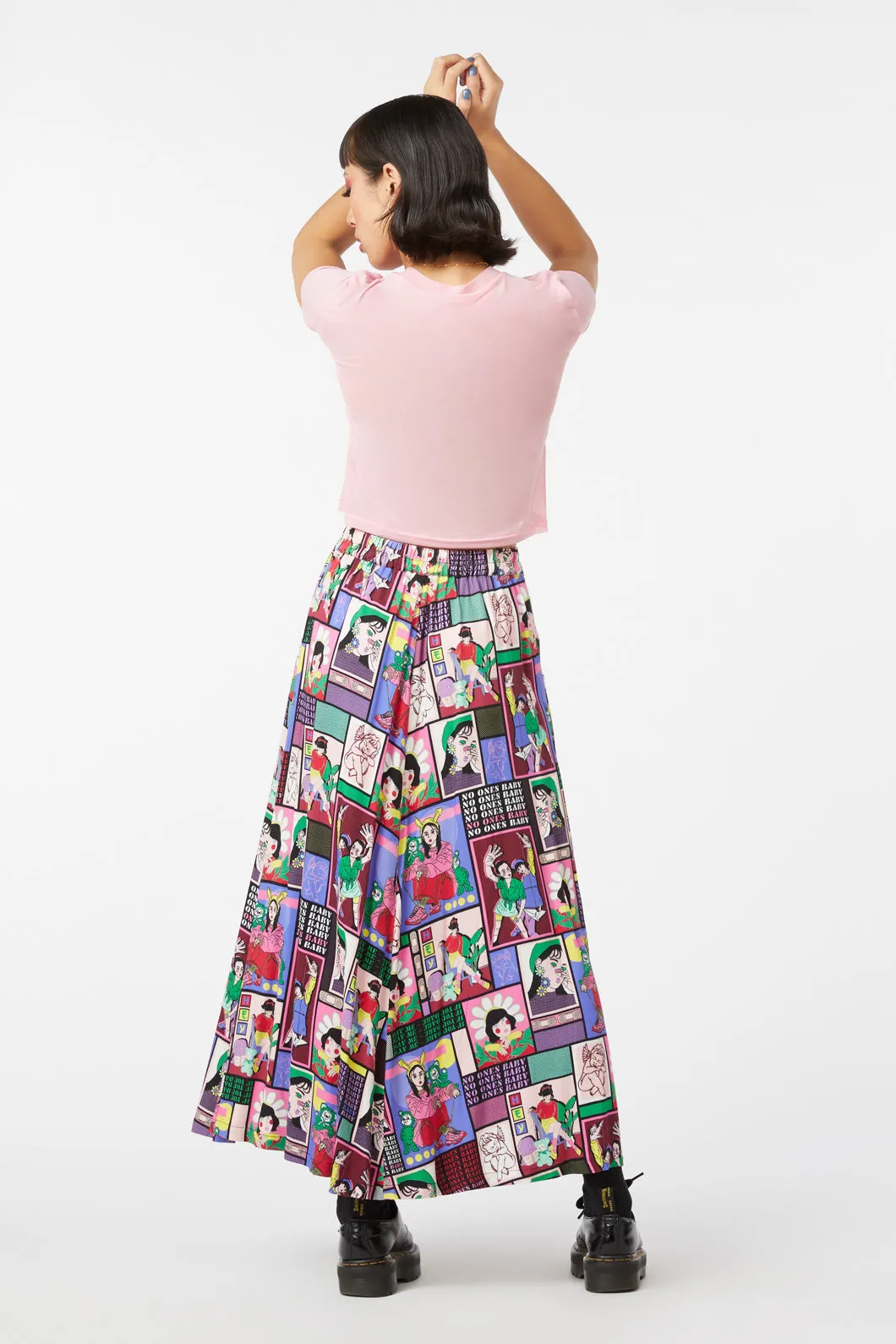 Comic Viscose Midi Skirt