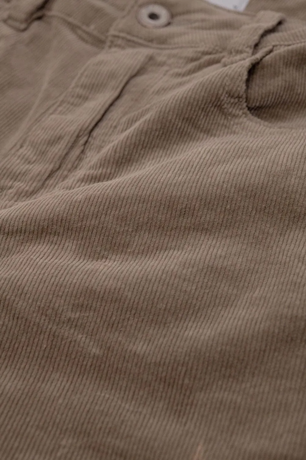Dark Beige Corduroy Flare Pants With Leopard Print At The Bottom