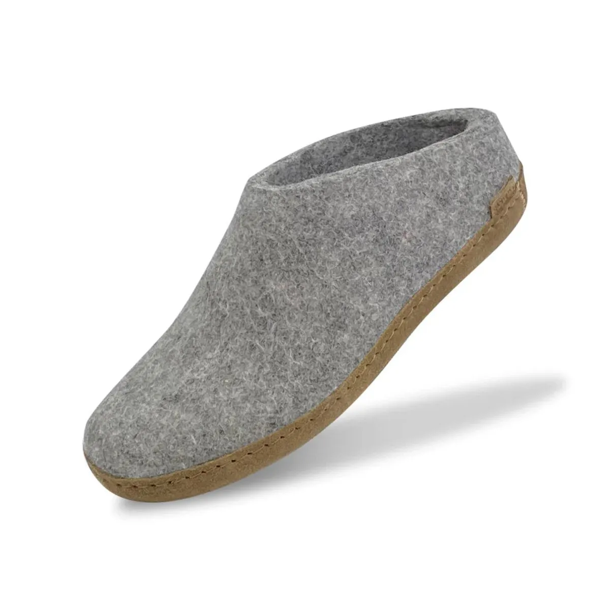Glerups Men's Model B Slipper with Leather Sole Light Grey