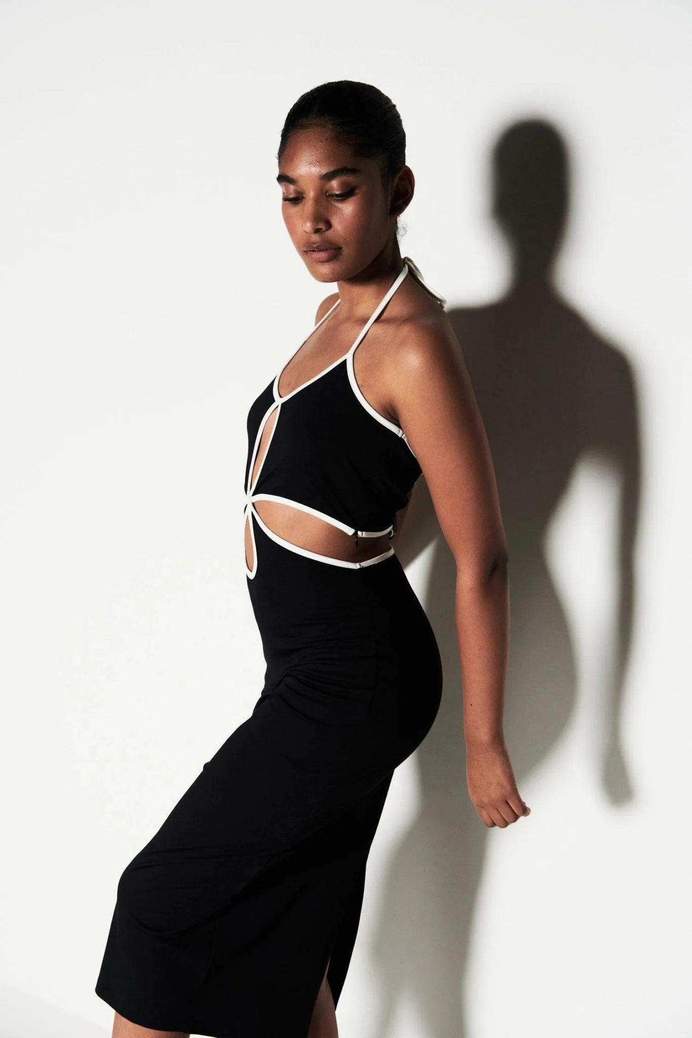 Halter Neck Cut Out Black Dress