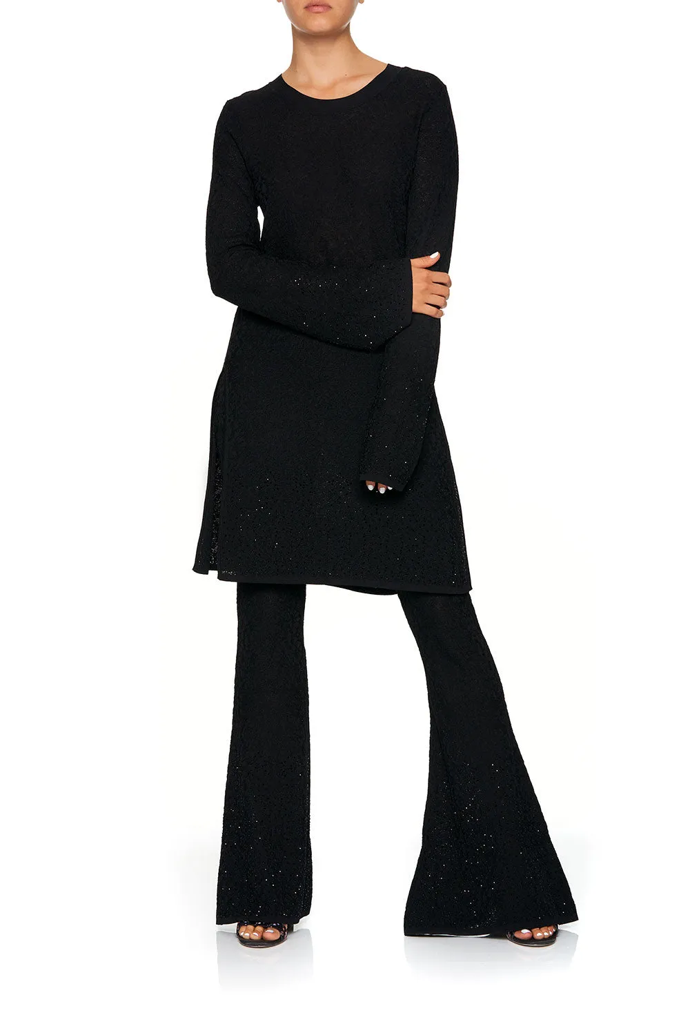 LACE KNIT TUNIC BLACK