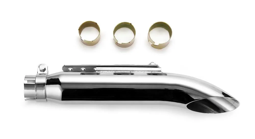 Muffler Turnout Chrome 40cm Long fits up to 45mm (1-3/4 in.) header pipes - Highway Hawk H65-938