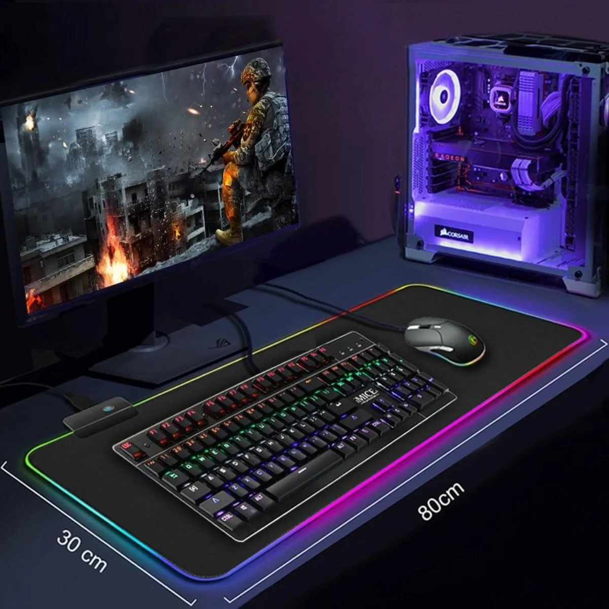Ninja Dragon RGB Light-Up Gaming Mouse Pad - Large