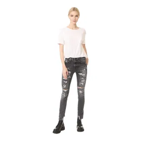R13 Jenny Mid Rise Skinny, Shredded Grey Size 31