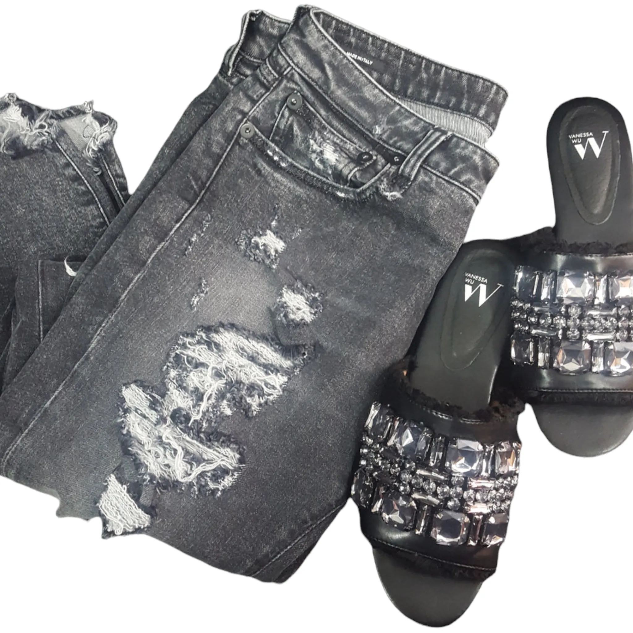 R13 Jenny Mid Rise Skinny, Shredded Grey Size 31