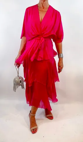 Ruffle Dress Raspberry