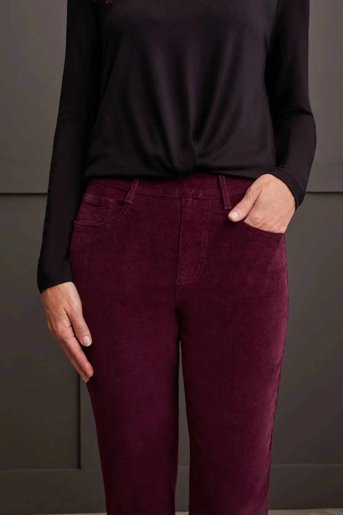 Tribal Micro Cord Audrey Pull On Slim Ankle Pant