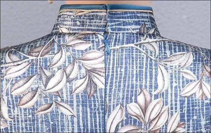Winnal Real Silk Knee Length Cheongsam Floral Chinese Qipao Dress