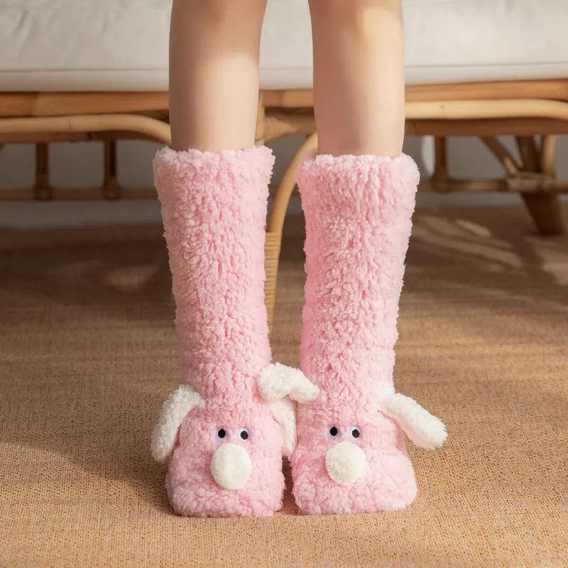 Women's & Girl’s Winter Dog Non Slip Floor Socks